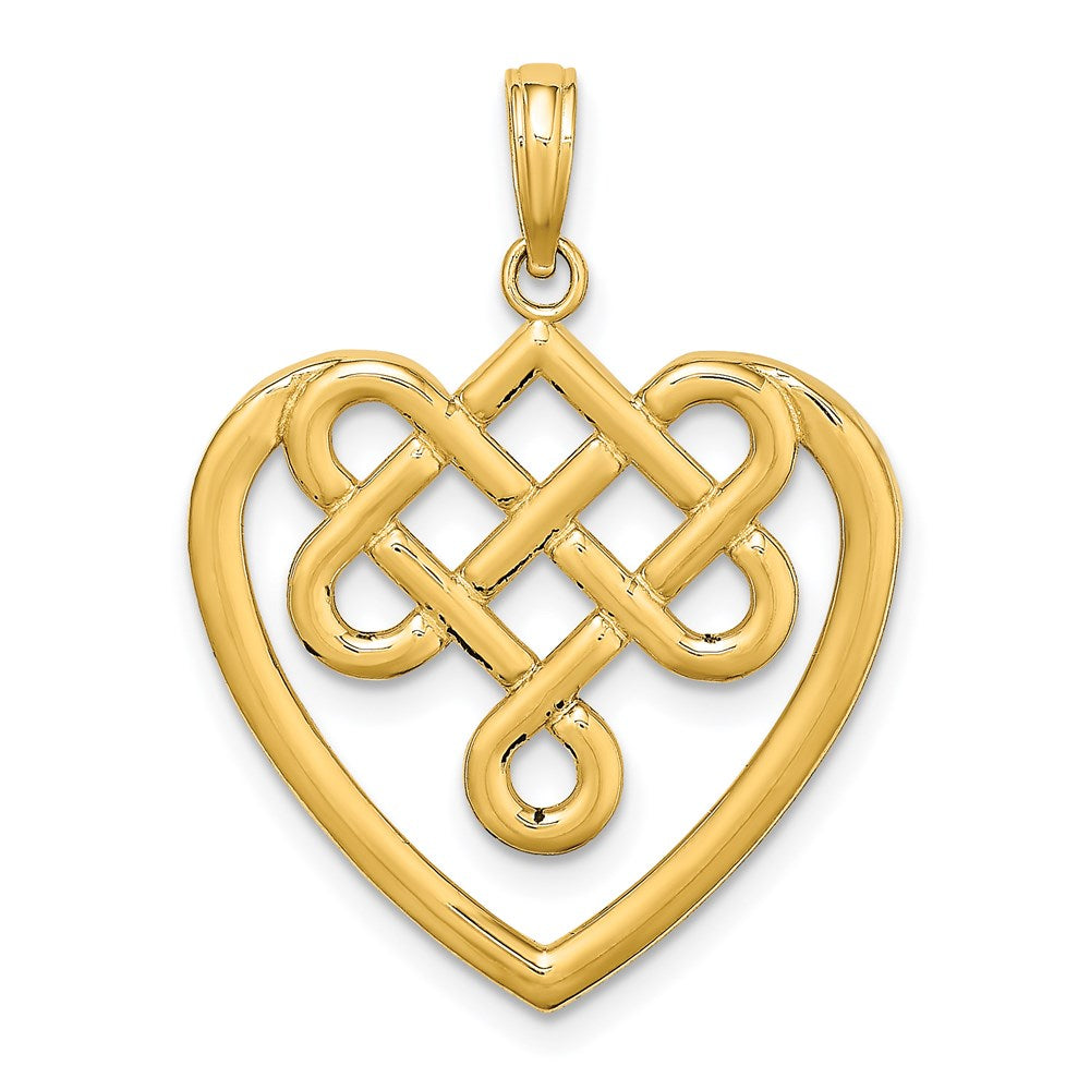 14k Yellow Gold Large Celtic Knot Heart Charm