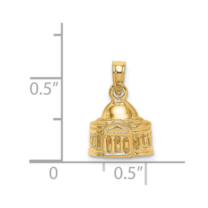 14k Yellow Gold 3D Jefferson Memorial Building  Washington Charm