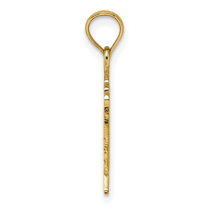 14k Yellow Gold Polished Textured God Bless America w/ Flag Charm