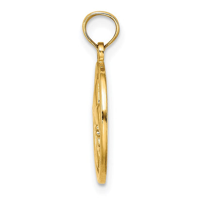 14k Yellow Gold Fleur de Lis on Oval Disc Charm