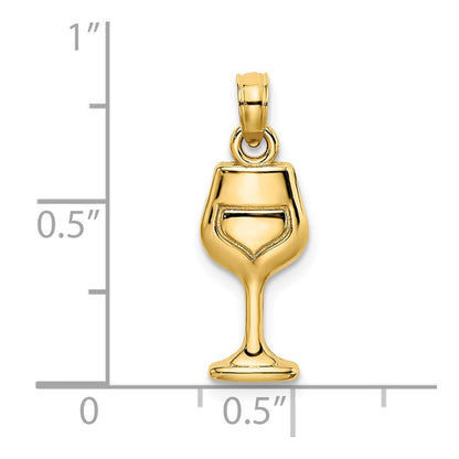 14k Yellow Gold Wine Glass Charm