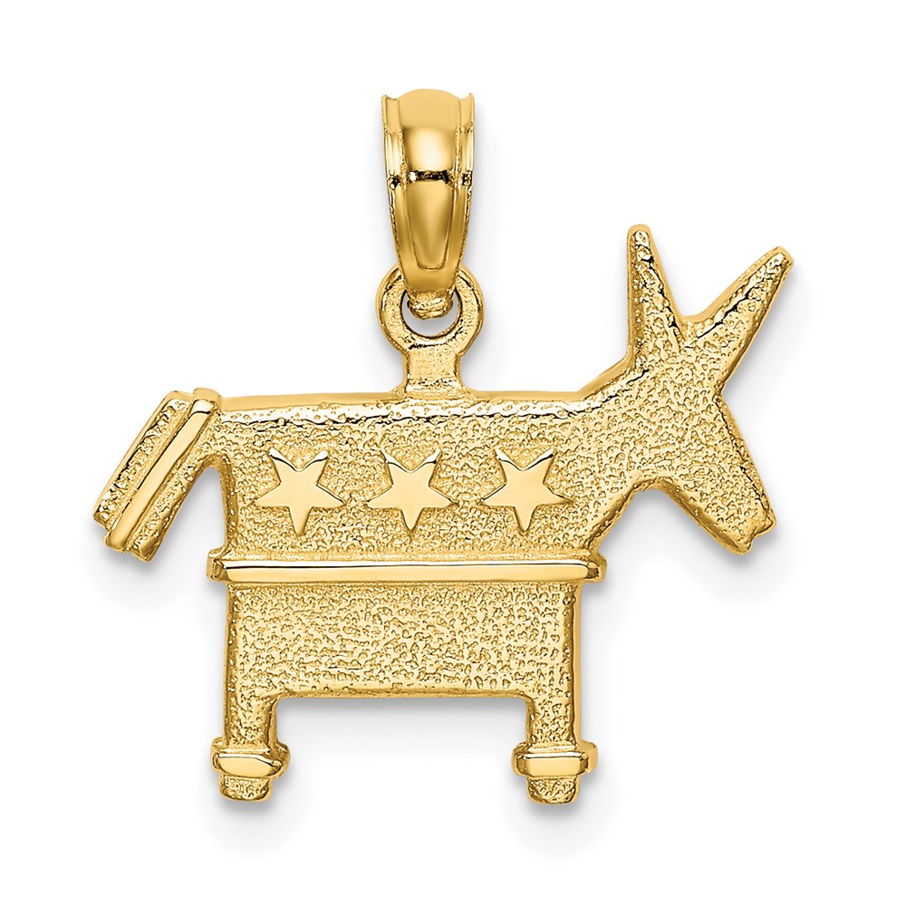 14k Yellow Gold 3-D Textured Democratic Donkey Charm