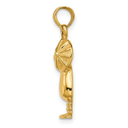 14k Yellow Gold Polished Tropical Drink Charm