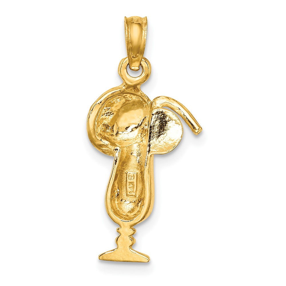 14k Yellow Gold Polished Tropical Drink Charm