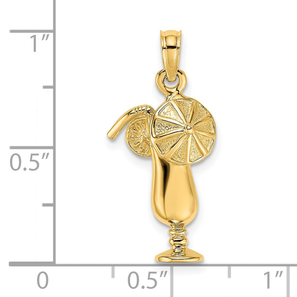 14k Yellow Gold Polished Tropical Drink Charm