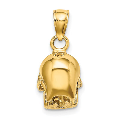 14k Yellow Gold 3-D Polished Skull Pendant