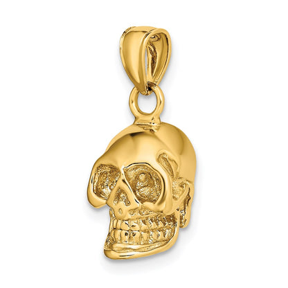 14k Yellow Gold 3-D Polished Skull Pendant