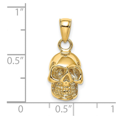 14k Yellow Gold 3-D Polished Skull Pendant