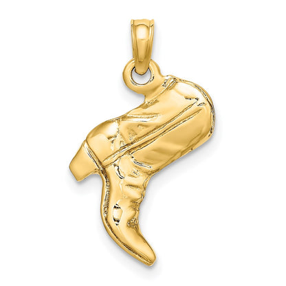 14k Yellow Gold 3-D Cowboy Boot Charm
