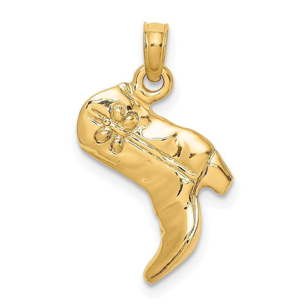 14k Yellow Gold 3-D Cowboy Boot Charm