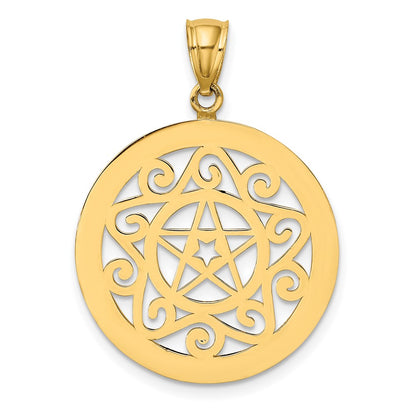 14k Yellow Gold Tribal Star In Round Frame Charm