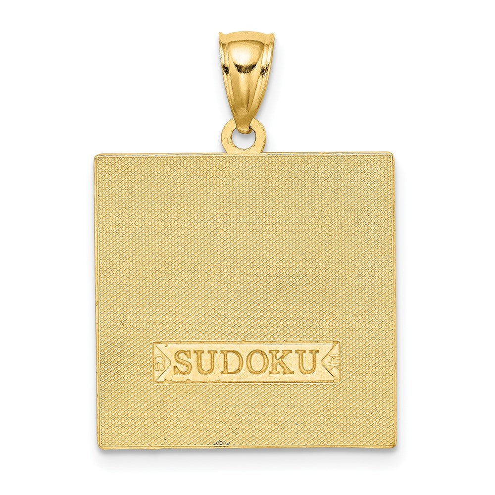 14k Yellow Gold Polished Antiqued Sudoku Game Board Charm