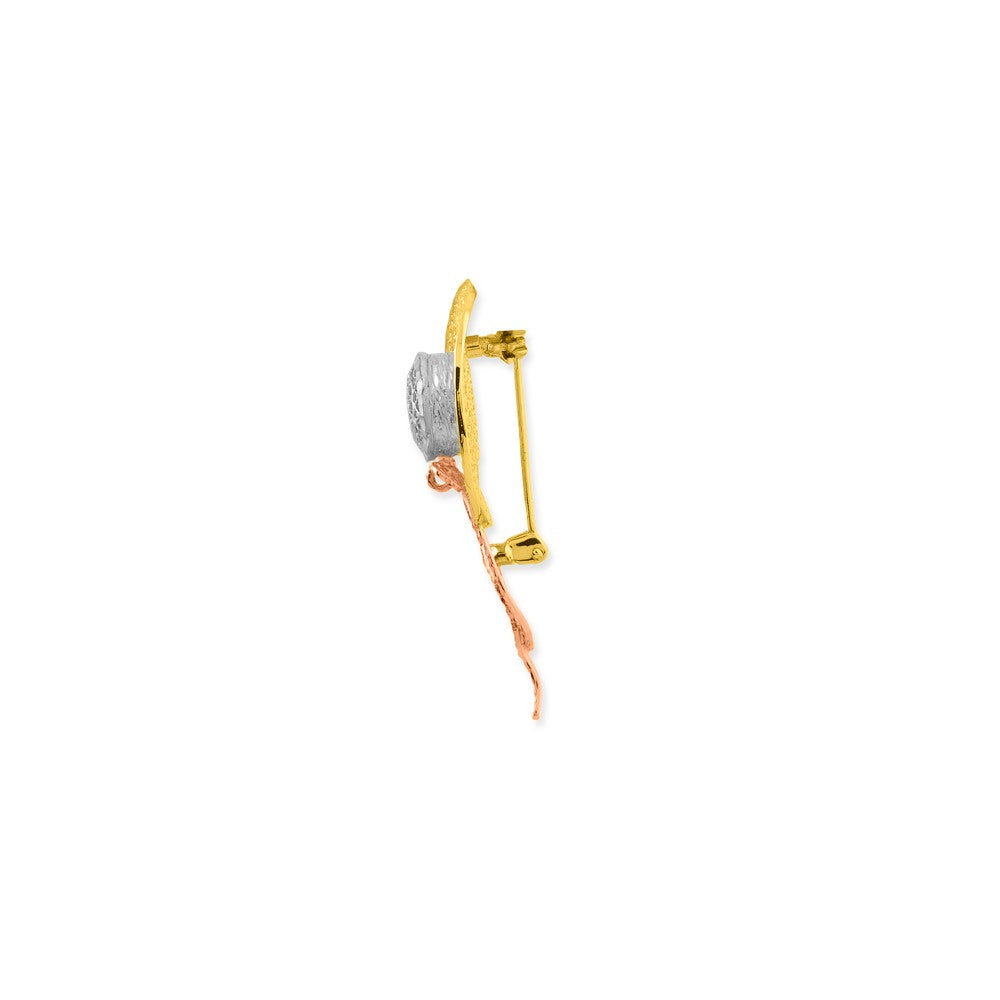 14k Tri-Color Gold Filigree Diamond-cut Hat Pin