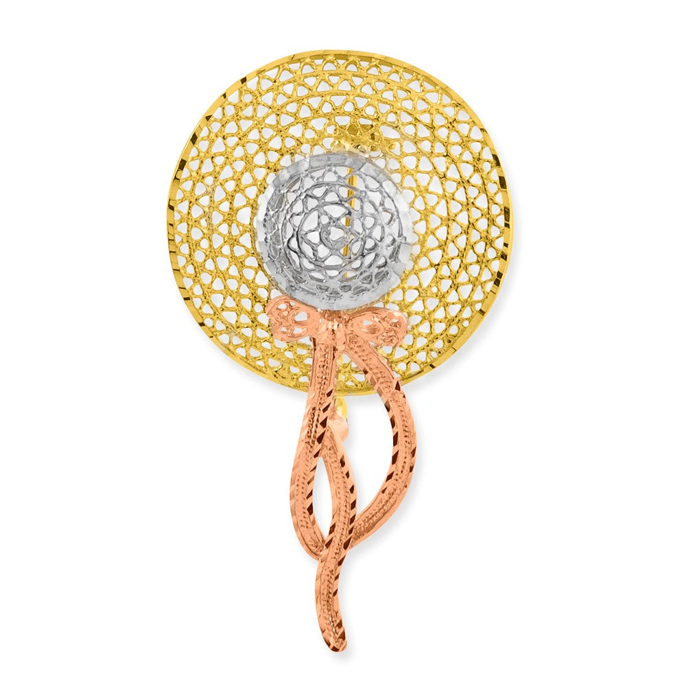 14k Tri-Color Gold Filigree Diamond-cut Hat Pin
