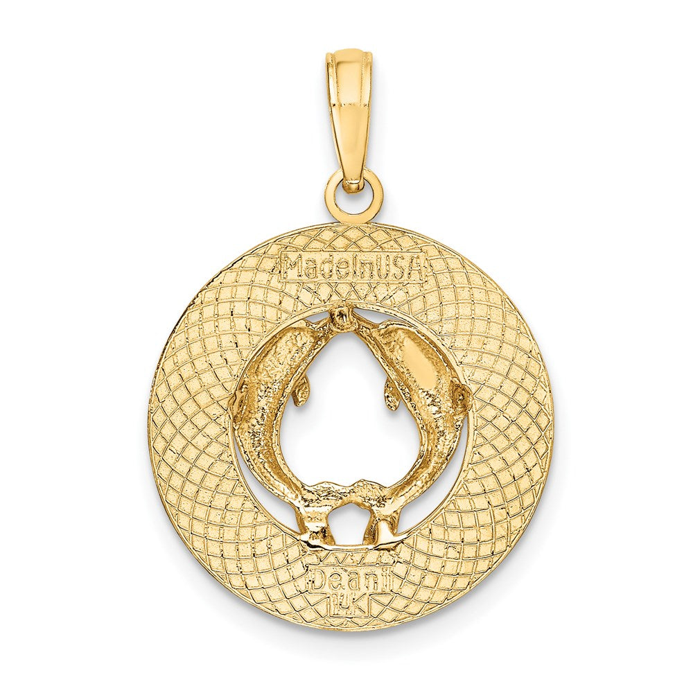14k Yellow Gold NASSAU w/Dolphin Circle Charm