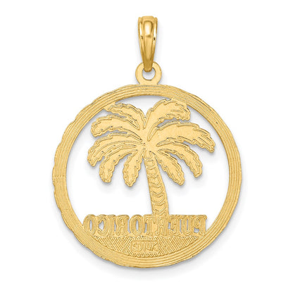 14k Yellow Gold PUERTO RICO Palm Tree Charm