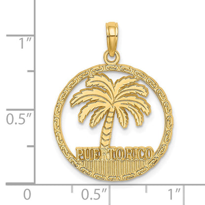 14k Yellow Gold PUERTO RICO Palm Tree Charm