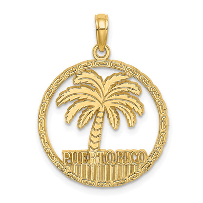 14k Yellow Gold PUERTO RICO Palm Tree Charm