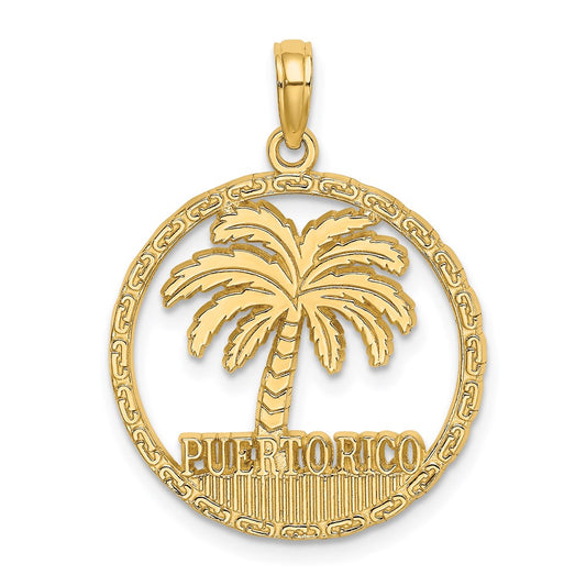 14k Yellow Gold PUERTO RICO Palm Tree Charm
