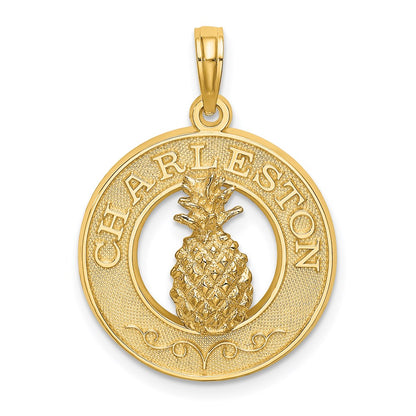 14k Yellow Gold CHARLESTON Pineapple Charm
