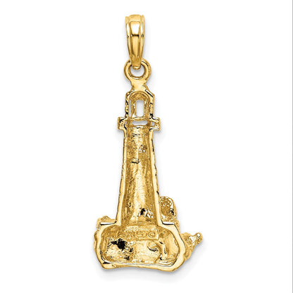 14k Yellow Gold Lighthouse W/ Wave Charm