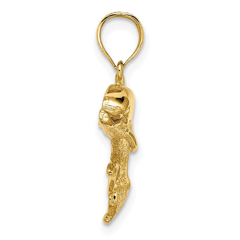 14k Yellow Gold Polished and Textured Dolphin Charm