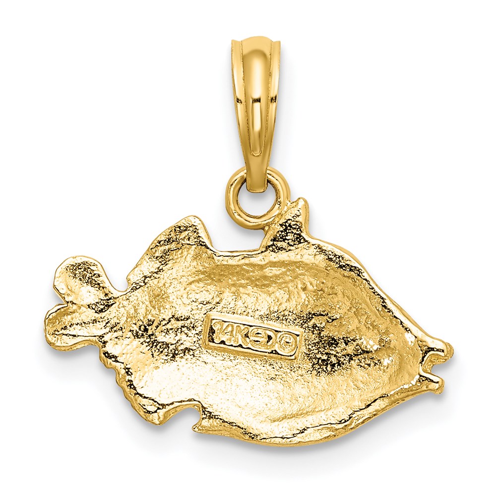 14k Yellow Gold 2-D Polished  Engraved Fish Charm