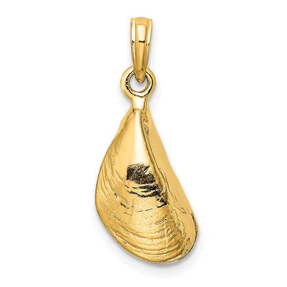 14k Yellow Gold 3-D Polished Mussel Shell Charm