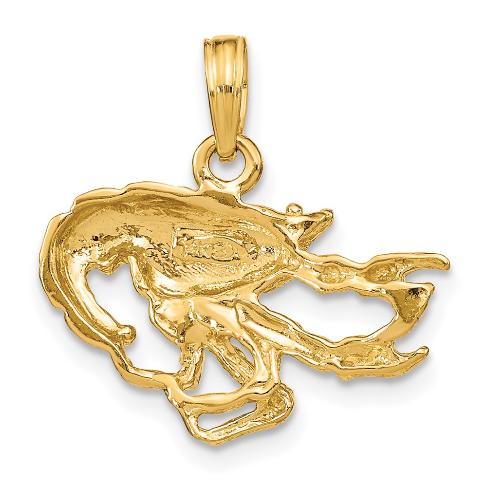 14k Yellow Gold Textured Crawfish Charm
