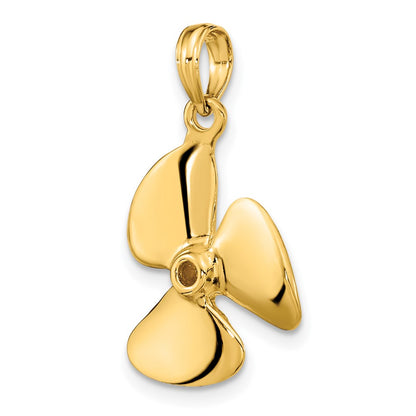 14k Yellow Gold 3-D Polished Three Blade Propeller Charm