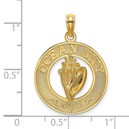 14k Yellow Gold OCEAN CITY w/ Conch Shell Charm
