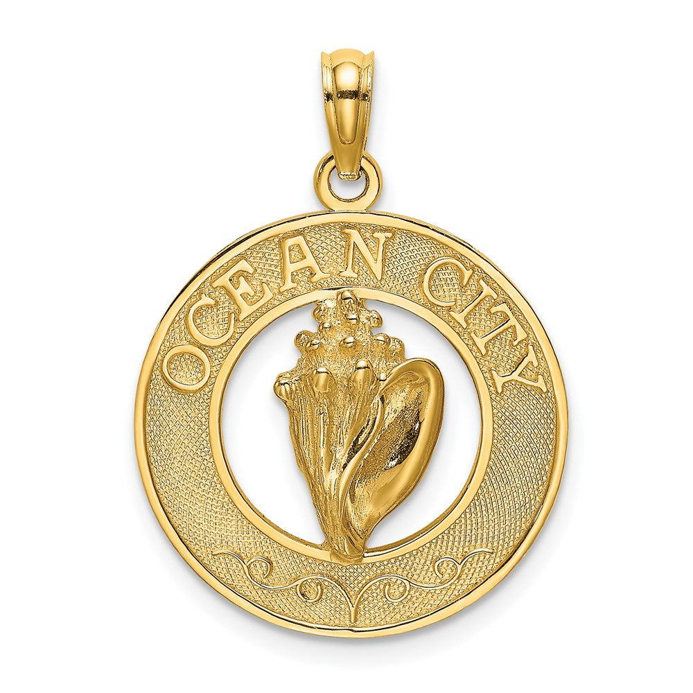 14k Yellow Gold OCEAN CITY w/ Conch Shell Charm