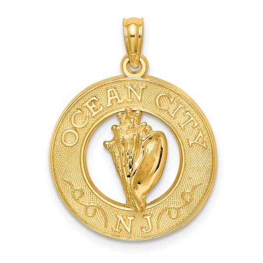 14k Yellow Gold OCEAN CITY NJ W/ Conch Shell Charm