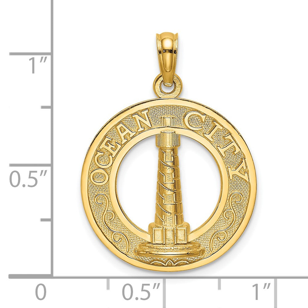 14k Yellow Gold OCEAN CITY w/ Lighthouse Charm