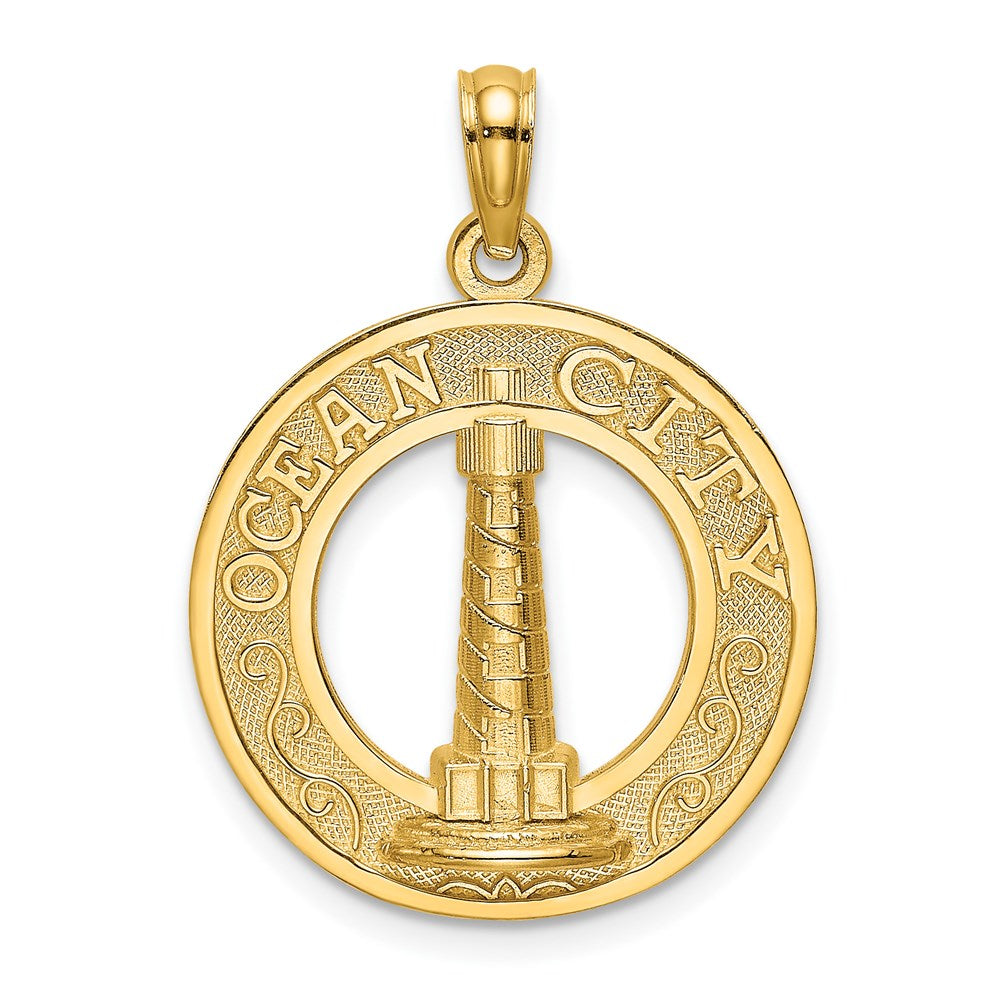14k Yellow Gold OCEAN CITY w/ Lighthouse Charm