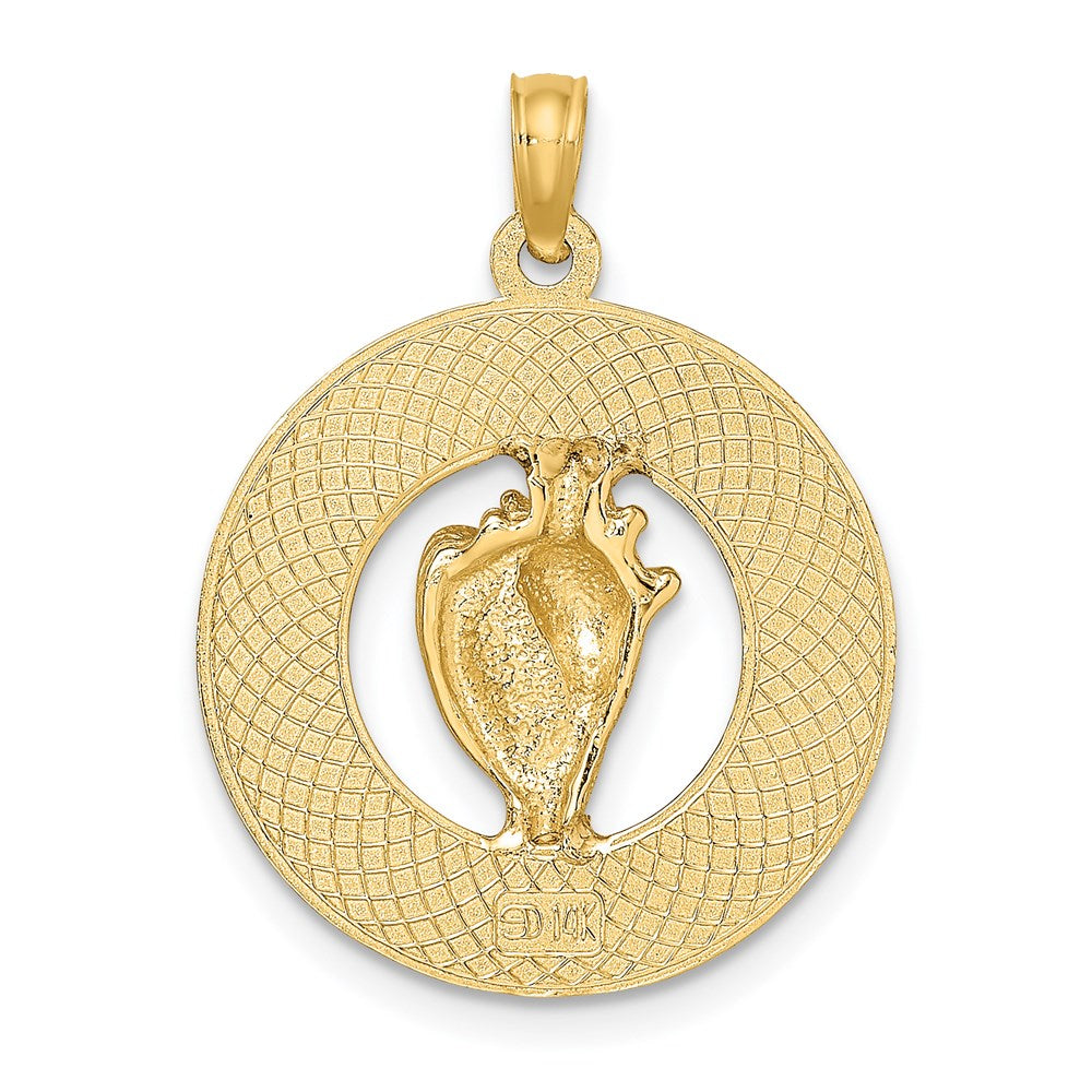 14k Yellow Gold KEY WEST w/Conch Shell Circle Charm
