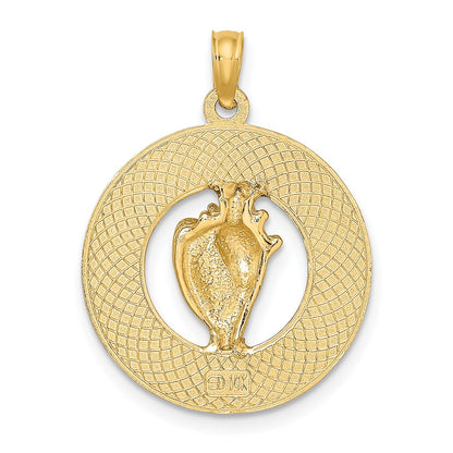 14k Yellow Gold KEY WEST w/Conch Shell Circle Charm