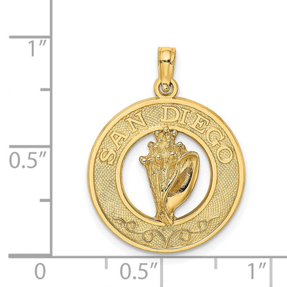 14k Yellow Gold SAN DIEGO w/ Conch Shell Circle Charm