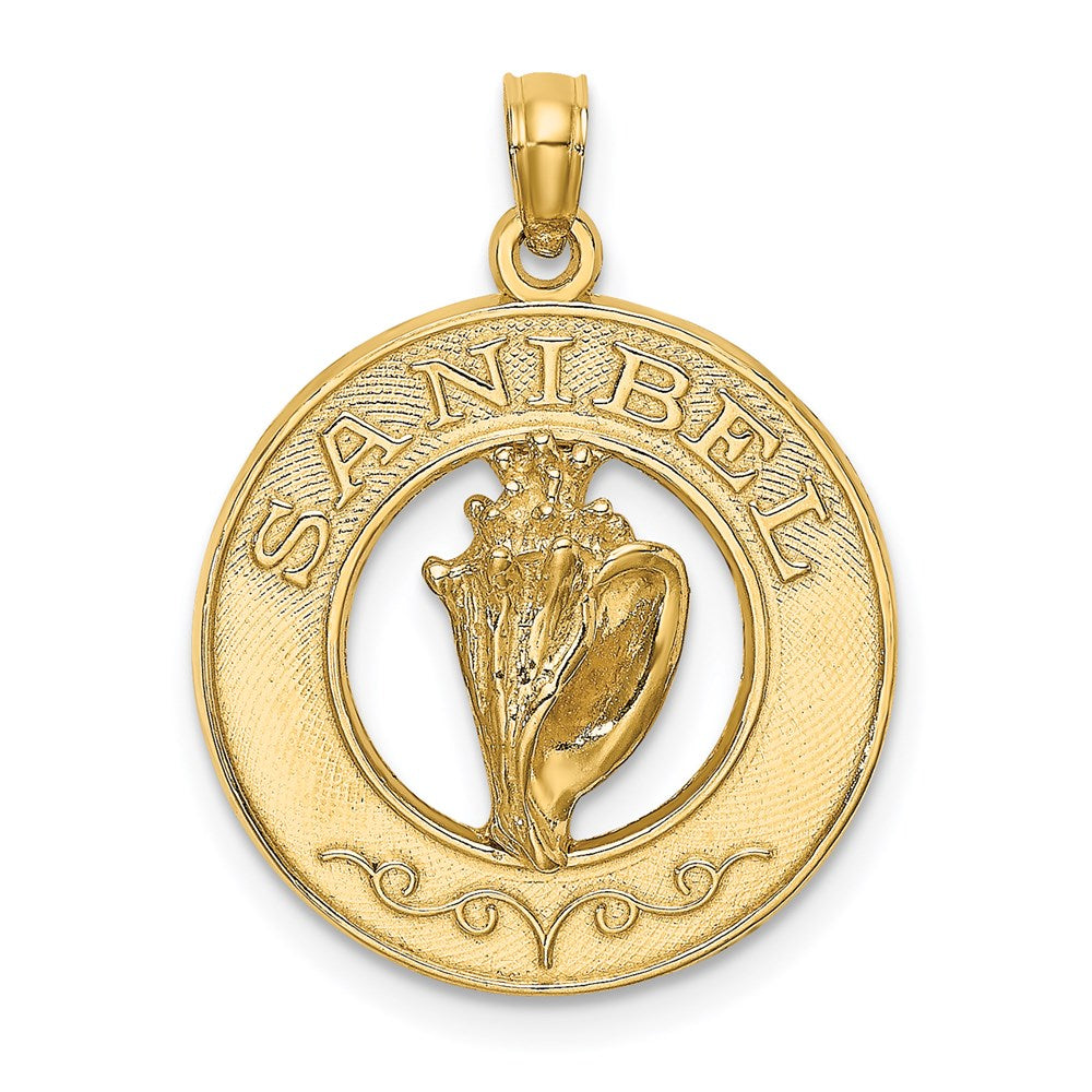 14k Yellow Gold SANIBEL w/Conch Shell Circle Charm