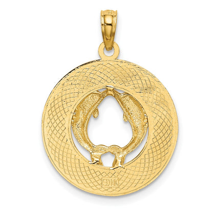 14k Yellow Gold SAN DIEGO w/ Dolphins Circle Charm