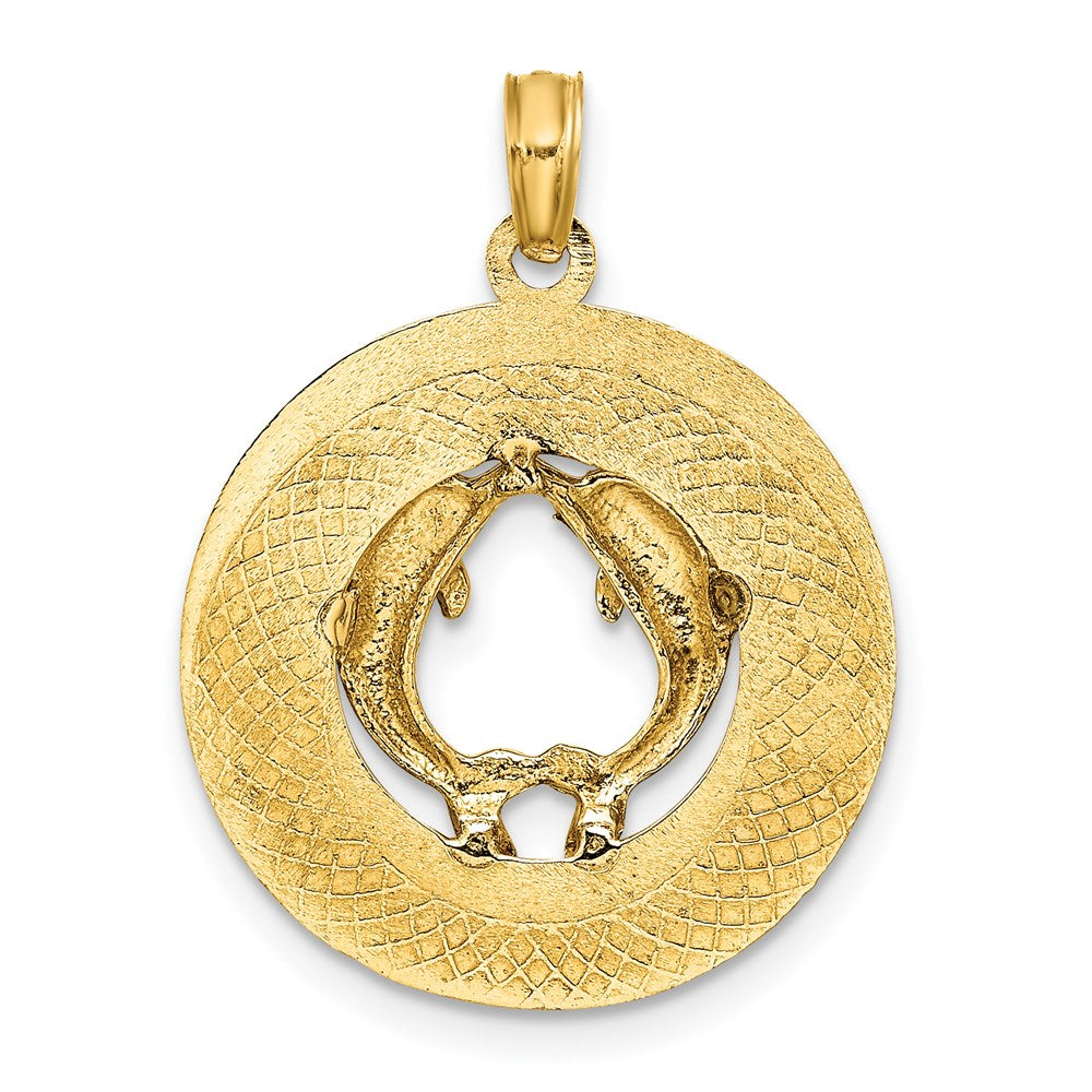 14k Yellow Gold MYRTLE BEACH w/Dolphins  Circle Charm