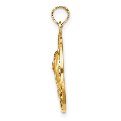 14k Yellow Gold OCEAN CITY w/ Dolphins Charm