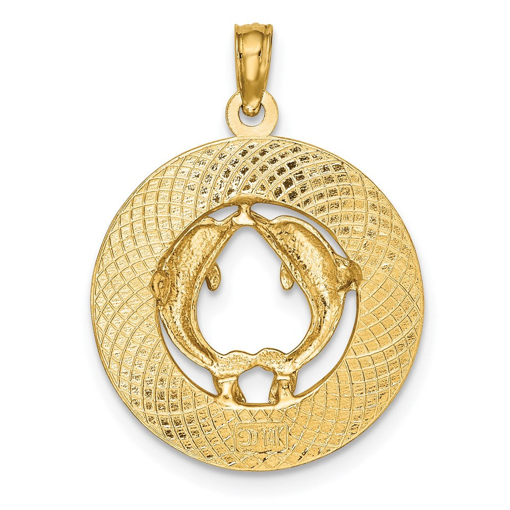 14k Yellow Gold OCEAN CITY w/ Dolphins Charm