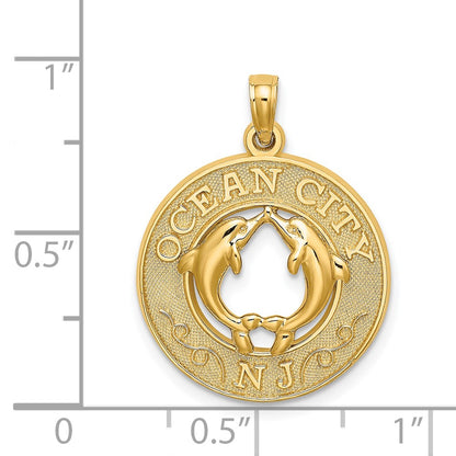 14k Yellow Gold OCEAN CITY NJ w/ Dolphin Charm