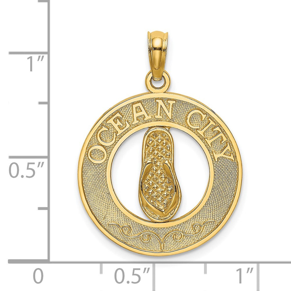 14k Yellow Gold OCEAN CITY w/ Flip-Flop Charm