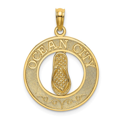 14k Yellow Gold OCEAN CITY w/ Flip-Flop Charm