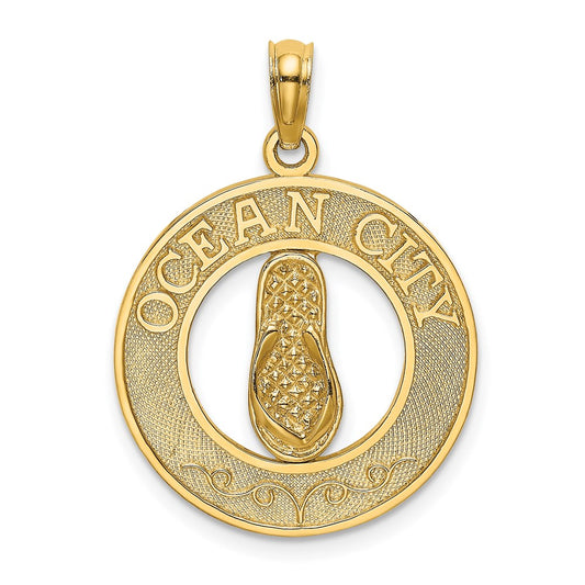 14k Yellow Gold OCEAN CITY w/ Flip-Flop Charm