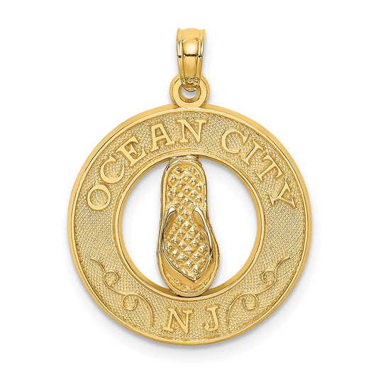 14k Yellow Gold OCEAN CITY NJ w/ Flip Flops Charm