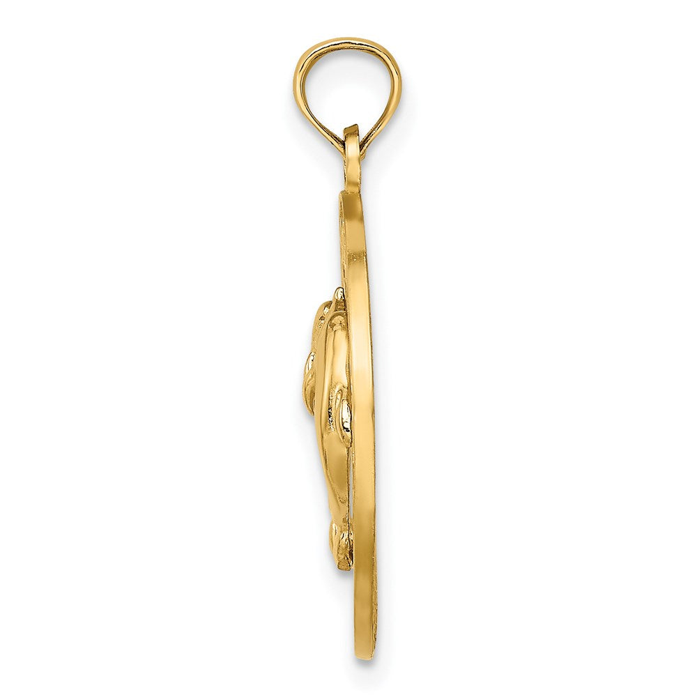 14k Yellow Gold MARCO ISLAND Circle w/ Dolphins Charm
