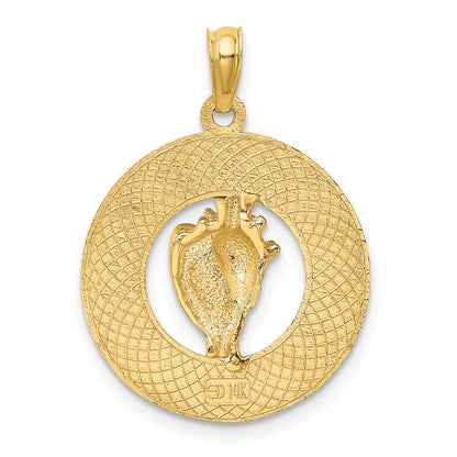 14k Yellow Gold MARCO ISLAND w/Conch Shell Circle Charm